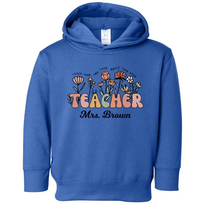 Mrs Brown Teacher Wildflower Back To School Great Gift Toddler Hoodie