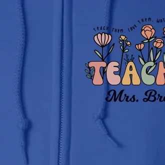 Mrs Brown Teacher Wildflower Back To School Great Gift Full Zip Hoodie