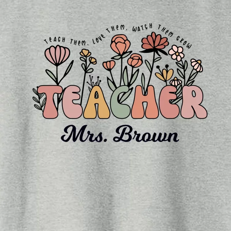 Mrs Brown Teacher Wildflower Back To School Great Gift Women's Crop Top Tee