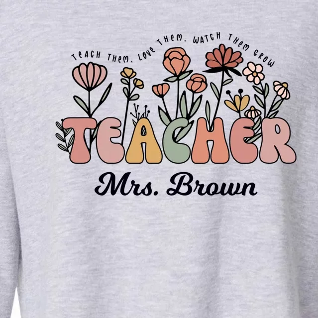 Mrs Brown Teacher Wildflower Back To School Great Gift Cropped Pullover Crew