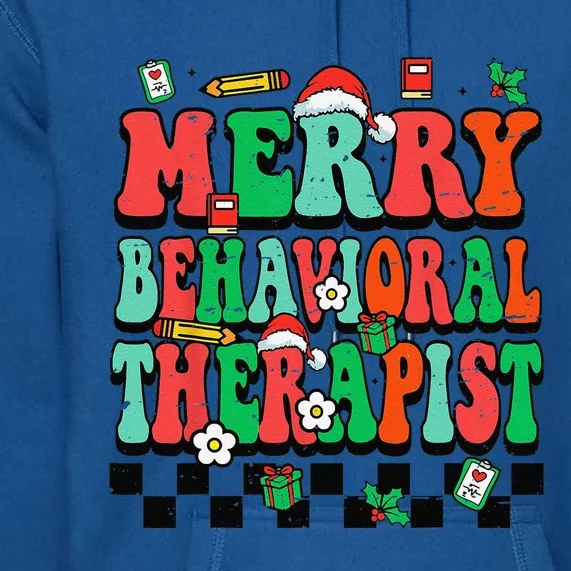 Merry Behavioral Therapist Groovy Christmas ABA Therapy Premium Hoodie