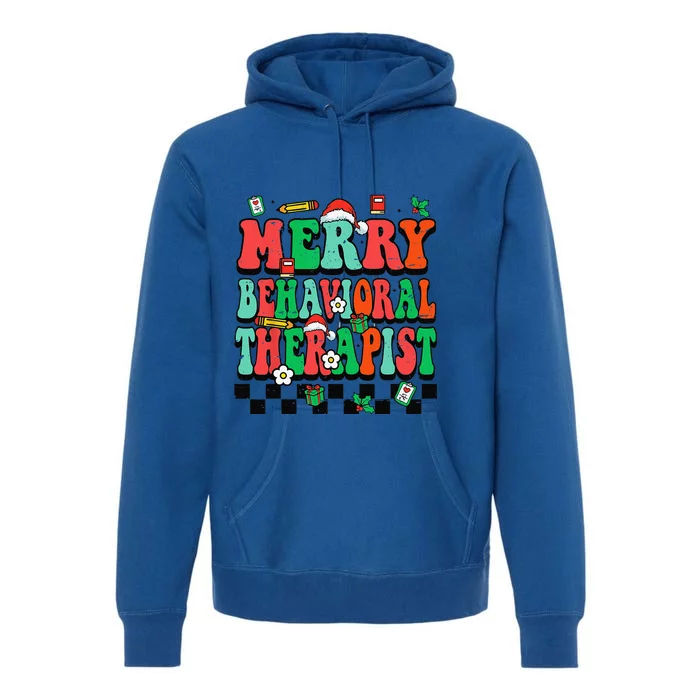 Merry Behavioral Therapist Groovy Christmas ABA Therapy Premium Hoodie