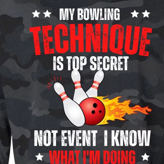 My Bowling Technique Is Top Secret Cool Bowling Design wo Cropped Pullover Crew