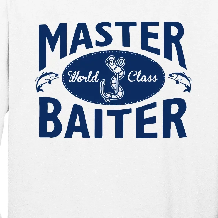 Master Baiter T Shirt Funny Fishing Saying T Shirt Offensive T Shirt Slogan Long  Sleeve Shirt