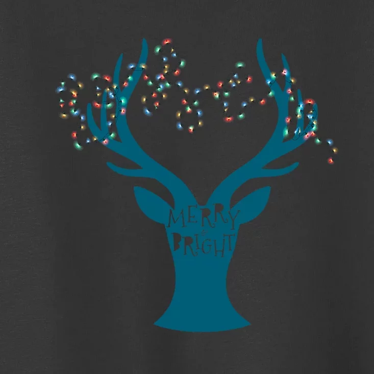 Merry Bright Tangled Lights Deer Antler Christmas Toddler T-Shirt