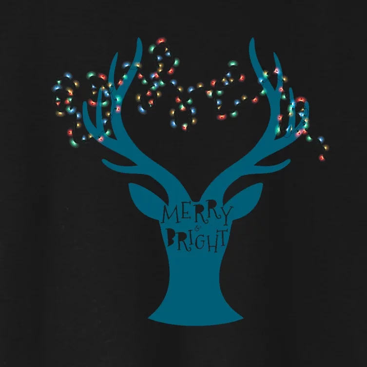 Merry Bright Tangled Lights Deer Antler Christmas Women's Crop Top Tee