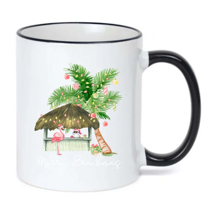 Merry Beachmas Tropical Christmas Santa Flamingo Hawaii Funny Gift Black Color Changing Mug