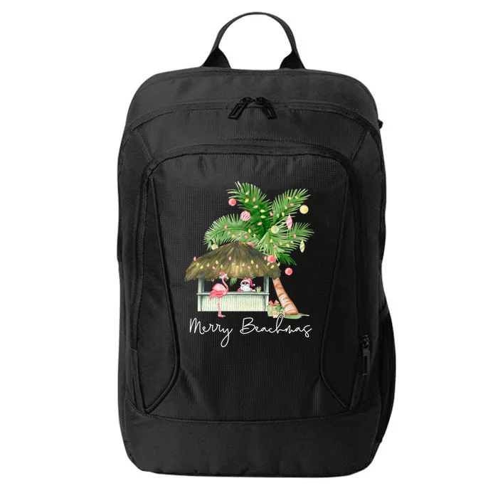 Merry Beachmas Tropical Christmas Santa Flamingo Hawaii Funny Gift City Backpack