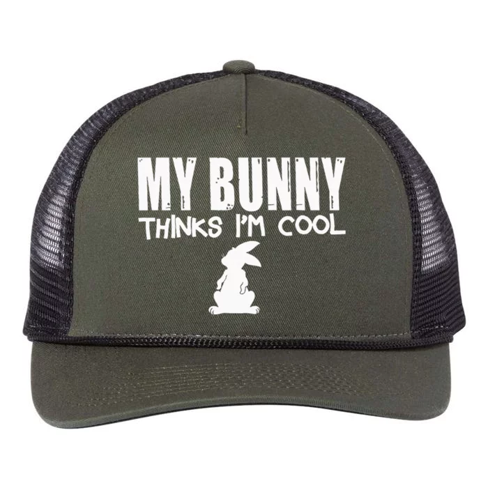 My Bunny Thinks IM Cool Funny Rabbit Retro Rope Trucker Hat Cap