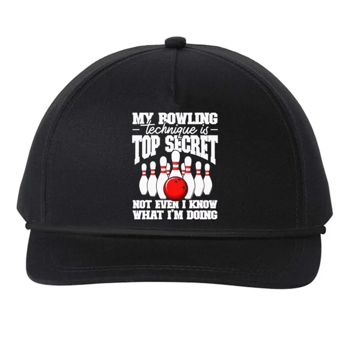 My Bowling Technique Is Top Secret Funny Bowling Bowler Snapback Five-Panel Rope Hat