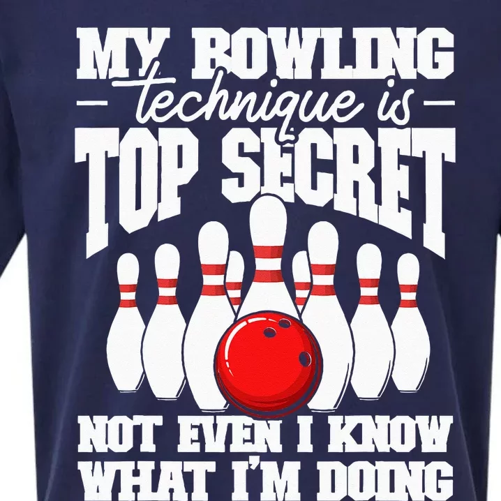 My Bowling Technique Is Top Secret Funny Bowling Bowler Sueded Cloud Jersey T-Shirt