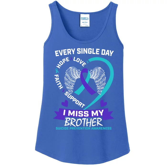 Miss Brother Teal Purple Suicide Awareness Prevention Heart Cool Gift Ladies Essential Tank