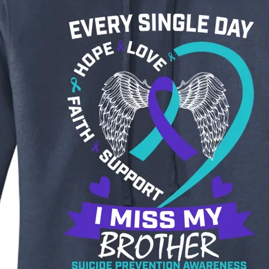 Miss Brother Teal Purple Suicide Awareness Prevention Heart Cool Gift Women's Pullover Hoodie