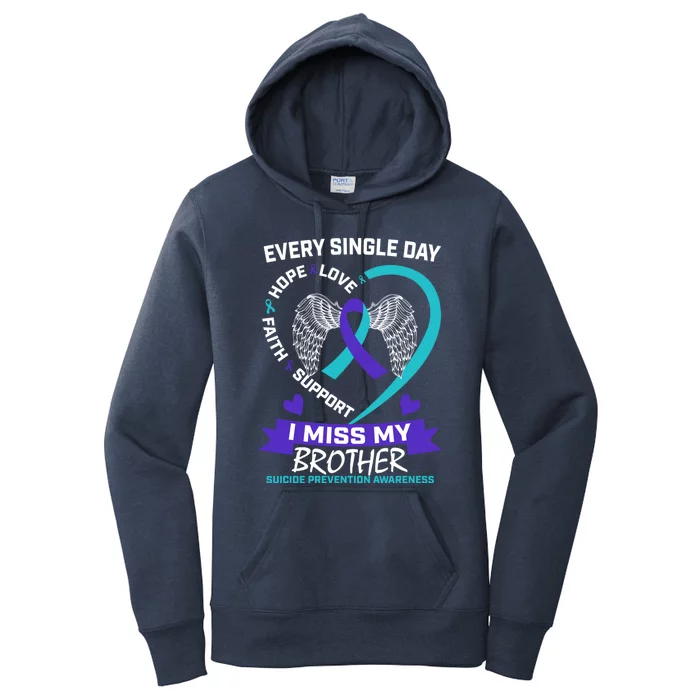 Miss Brother Teal Purple Suicide Awareness Prevention Heart Cool Gift Women's Pullover Hoodie