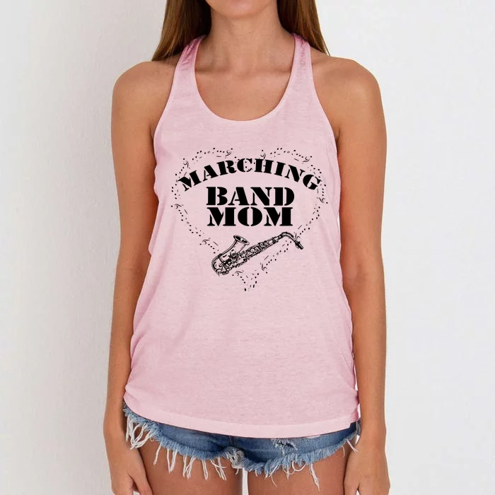 Marching Band Tee Band Mom Saxophone Sax Women's Knotted Racerback Tank