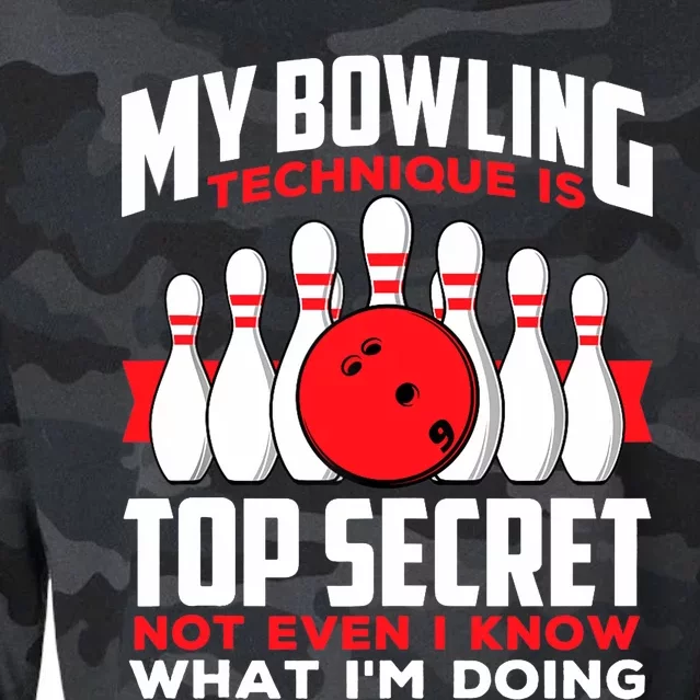 My Bowling Technique is Top Secret Funny Bowling Bowler Cropped Pullover Crew