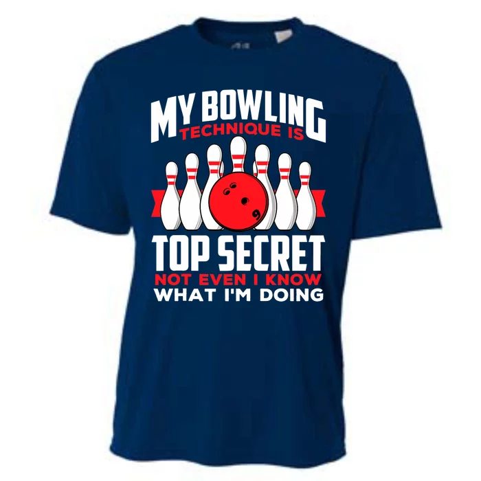 My Bowling Technique is Top Secret Funny Bowling Bowler Cooling Performance Crew T-Shirt