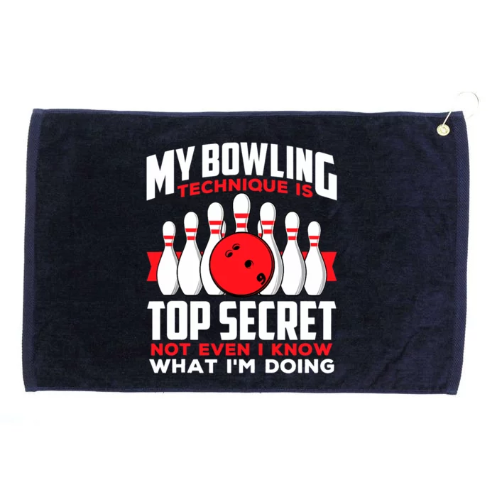 My Bowling Technique is Top Secret Funny Bowling Bowler Grommeted Golf Towel