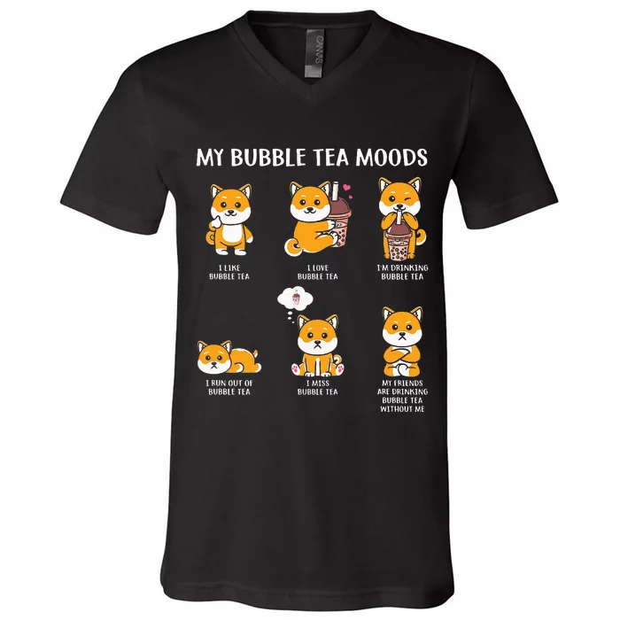 My Bubble Tea Moods Boba Bubble Tea Cup Anime V-Neck T-Shirt