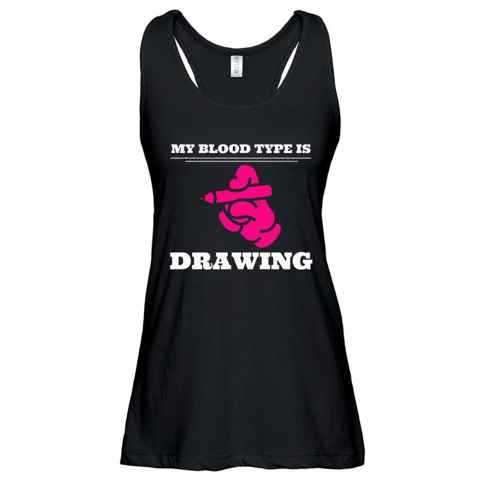 My Blood Type Is Drawing Drawing Artist Ladies Essential Flowy Tank