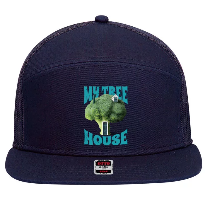 My Broccoli Tree House Funny 7 Panel Mesh Trucker Snapback Hat