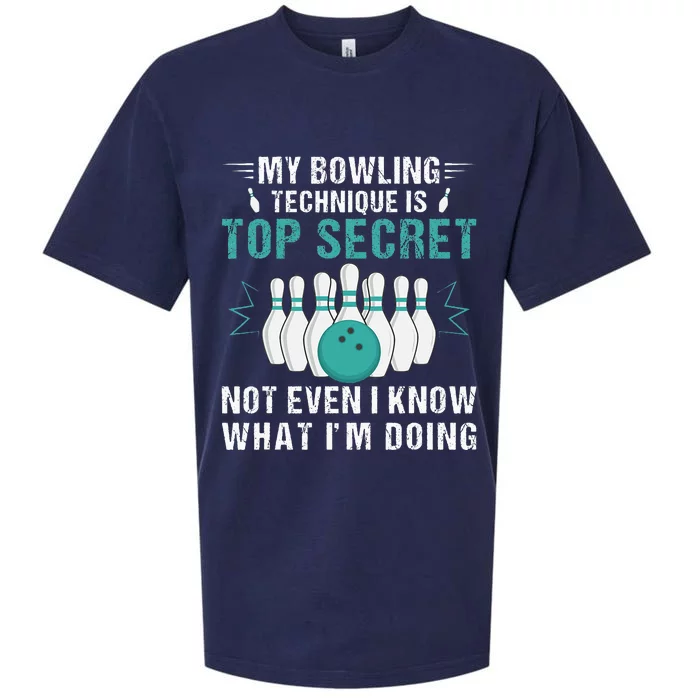 My Bowling Technique Is Top Secret Funny Bowling Sueded Cloud Jersey T-Shirt