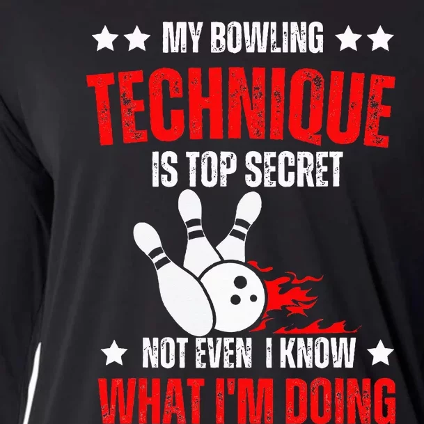 My Bowling Technique Is Top Secret funny bowling Cooling Performance Long Sleeve Crew