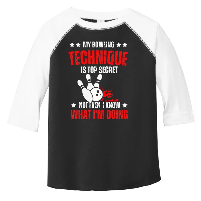 My Bowling Technique Is Top Secret funny bowling Toddler Fine Jersey T-Shirt