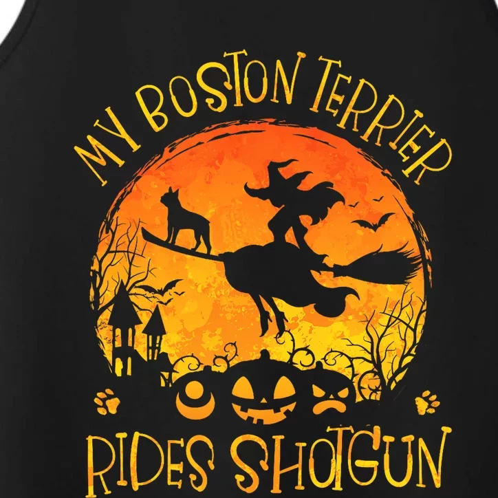 My Boston Terrier Rides Shotgun Dog Halloween Costume Performance Tank