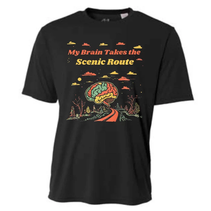 My Brain Takes The Scenic Route Cooling Performance Crew T-Shirt