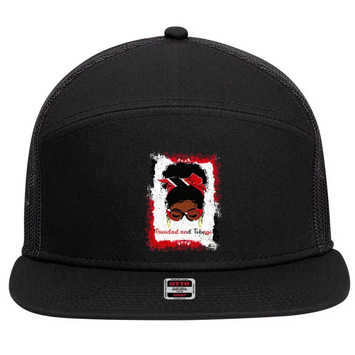 Messy Bun Trinidad And Tobago Flag Woman Girl 7 Panel Mesh Trucker Snapback Hat