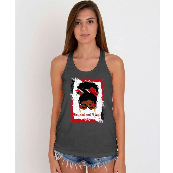 Messy Bun Trinidad And Tobago Flag Woman Girl Women's Knotted Racerback Tank