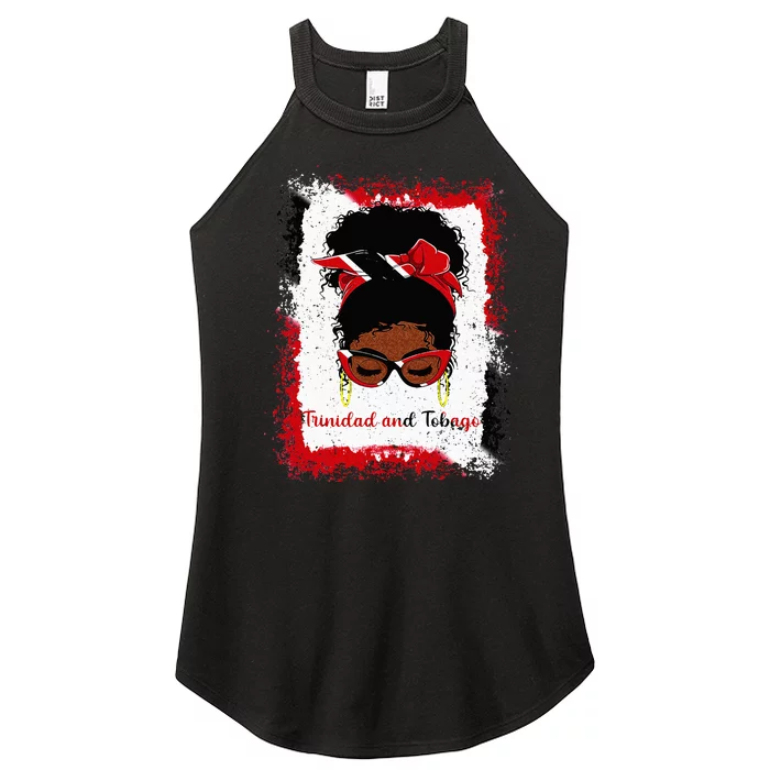 Messy Bun Trinidad And Tobago Flag Woman Girl Women’s Perfect Tri Rocker Tank