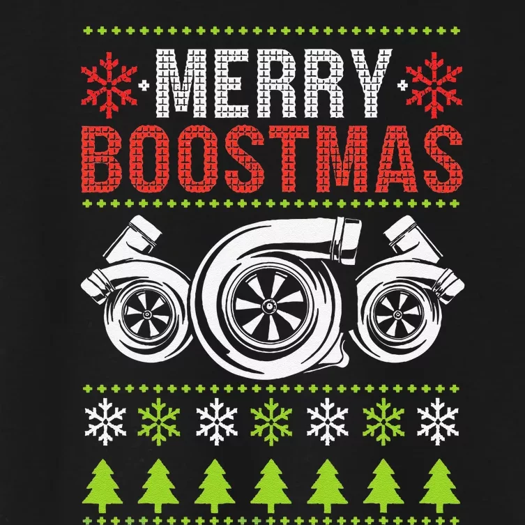 Merry Boostmas Ugly Xmas Funny Turbo Boost Christmas Women's Crop Top Tee