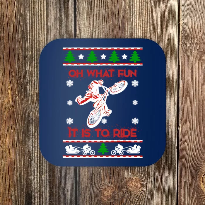 Mountain Bike Ugly Christmas Coaster