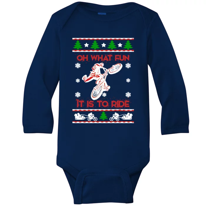 Mountain Bike Ugly Christmas Baby Long Sleeve Bodysuit