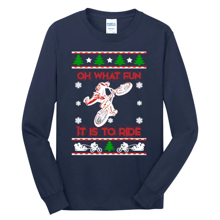 Mountain Bike Ugly Christmas Tall Long Sleeve T-Shirt