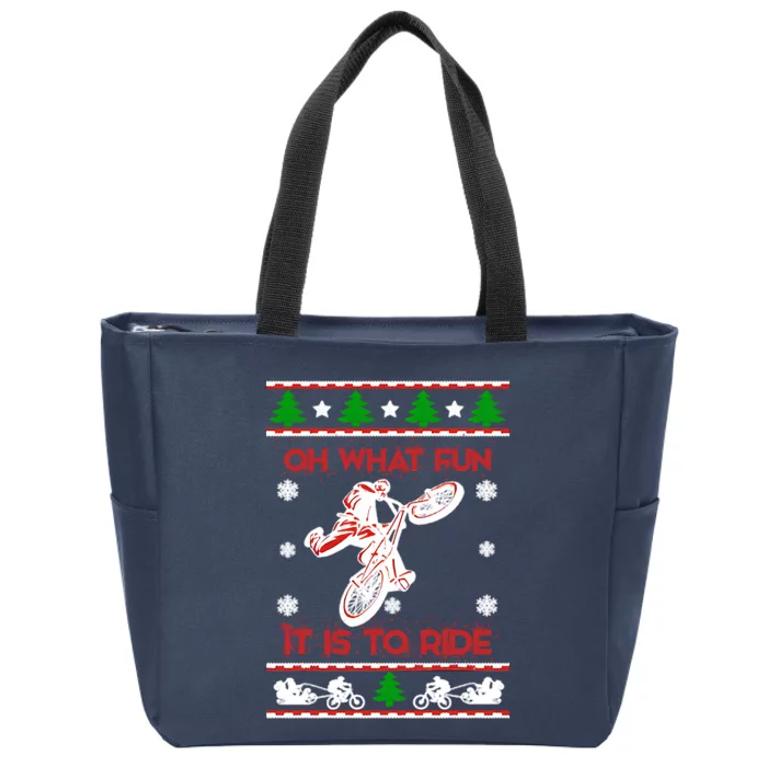 Mountain Bike Ugly Christmas Zip Tote Bag