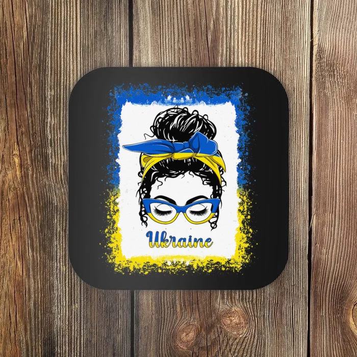 Messy Bun Ukraine Flag Ukrainians Coaster