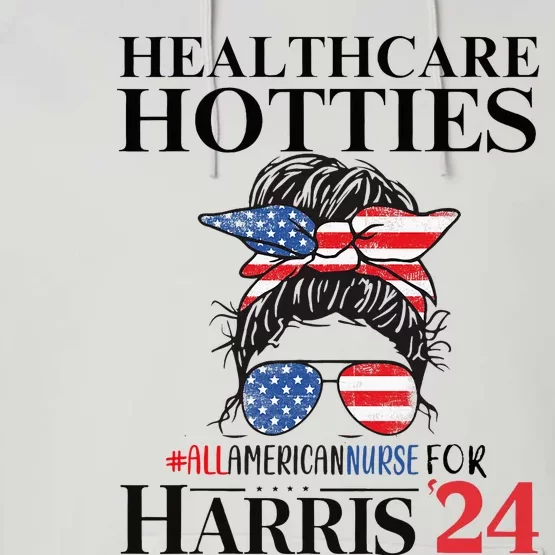 Messy Bun Usa Nurse Healthcare Hotties For Harris 24 Performance Fleece Hoodie