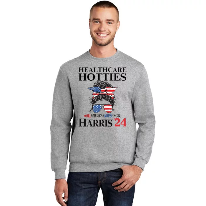 Messy Bun Usa Nurse Healthcare Hotties For Harris 24 Tall Sweatshirt