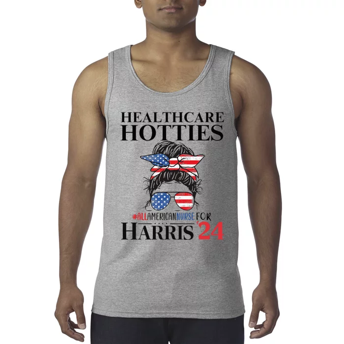 Messy Bun Usa Nurse Healthcare Hotties For Harris 24 Tank Top