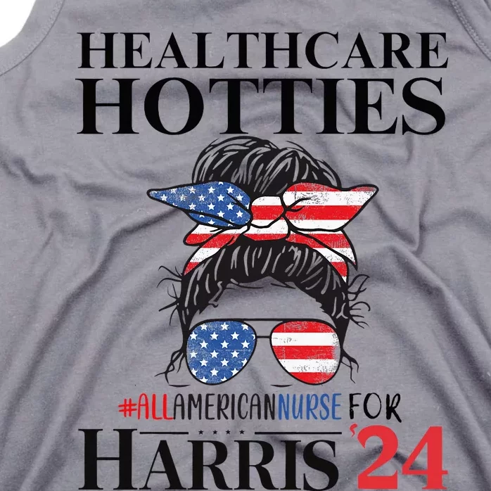 Messy Bun Usa Nurse Healthcare Hotties For Harris 24 Tank Top