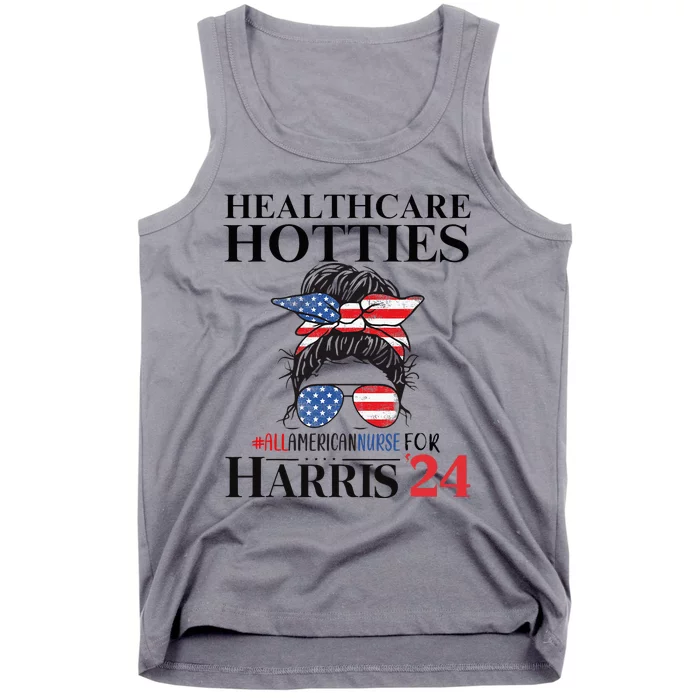 Messy Bun Usa Nurse Healthcare Hotties For Harris 24 Tank Top