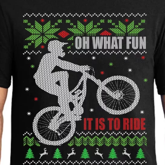 Mountain Bike Ugly Christmas Mountain Biking Gift Pajama Set