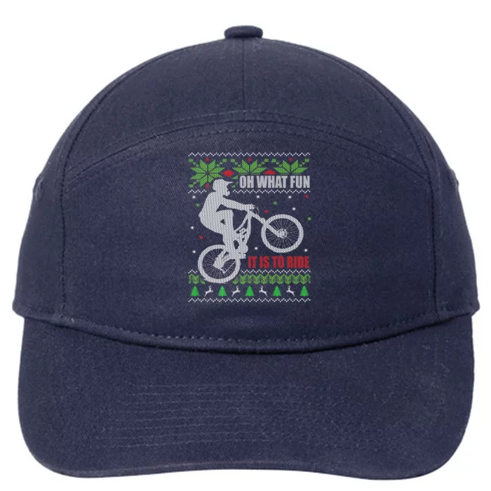 Mountain Bike Ugly Christmas Mountain Biking Gift 7-Panel Snapback Hat