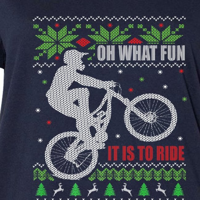 Mountain Bike Ugly Christmas Mountain Biking Gift Women's V-Neck Plus Size T-Shirt