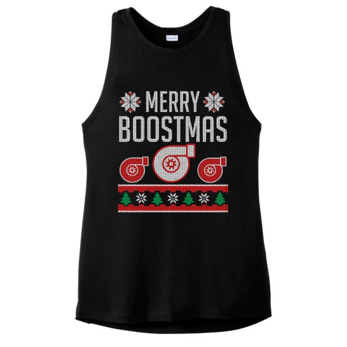 Merry Boostmas Ugly Xmas Funny Turbo Boost Christmas Hoodie Ladies Tri-Blend Wicking Tank