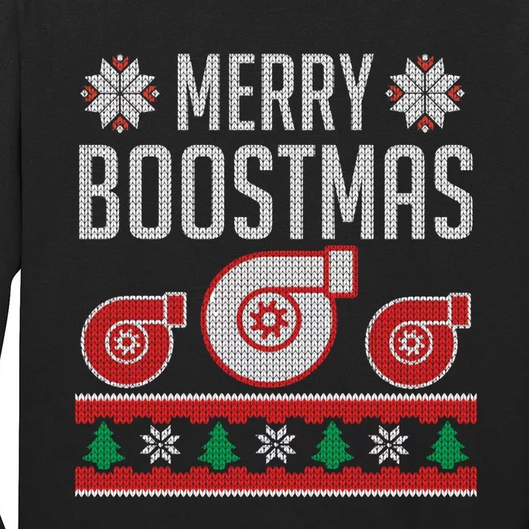 Merry Boostmas Ugly Xmas Funny Turbo Boost Christmas Hoodie Tall Long Sleeve T-Shirt