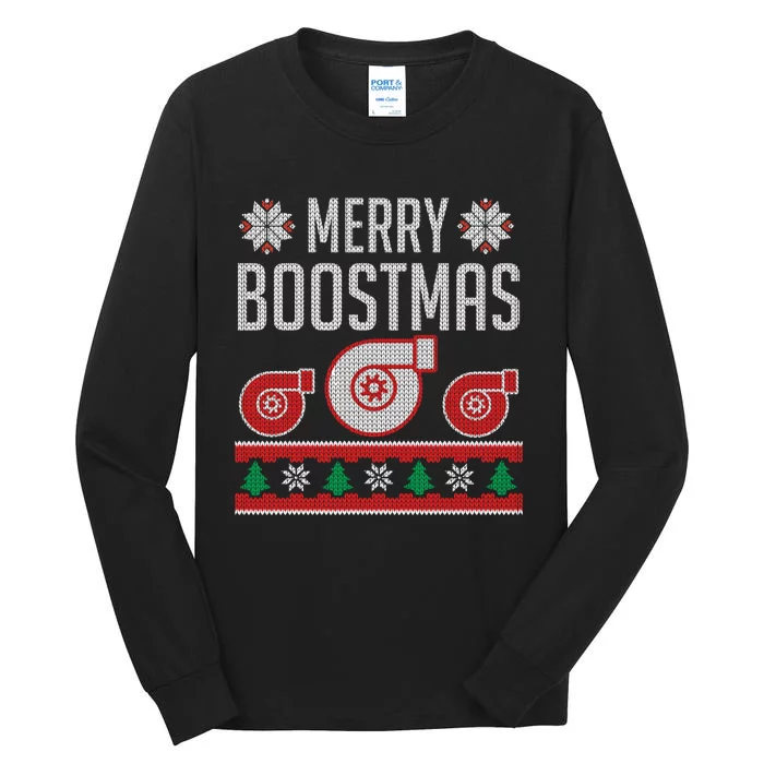 Merry Boostmas Ugly Xmas Funny Turbo Boost Christmas Hoodie Tall Long Sleeve T-Shirt